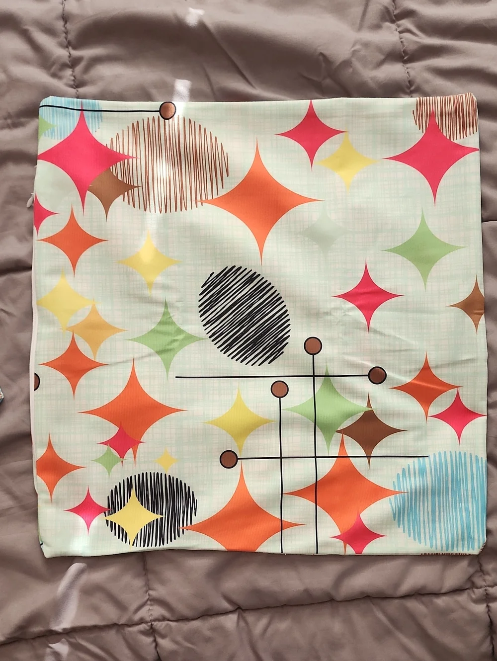 Set Of Two Mid Century Modern Atomic Starburst Throw Pillowcases - Multicolor